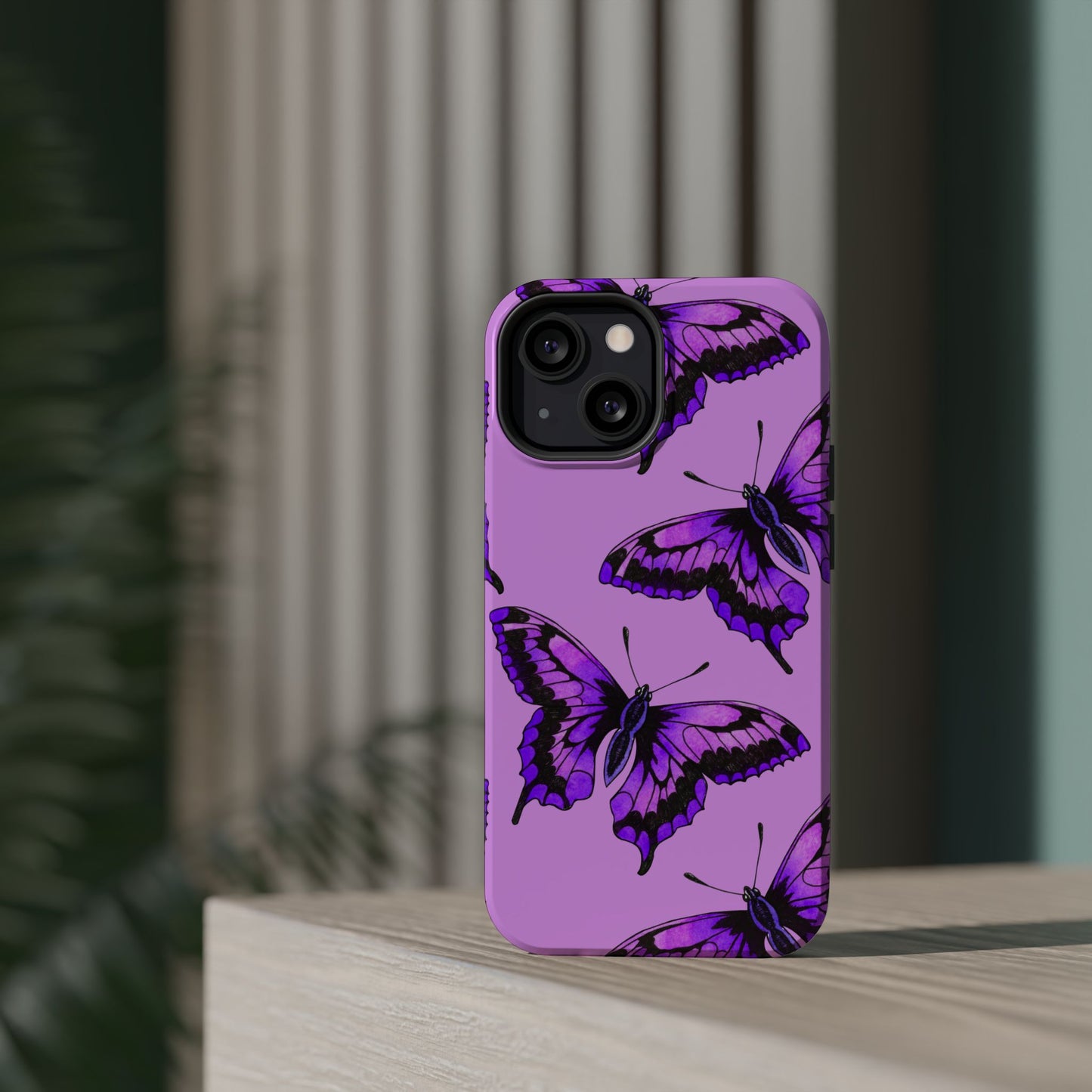 Magnetic Phone Case (Purple Butterfly)