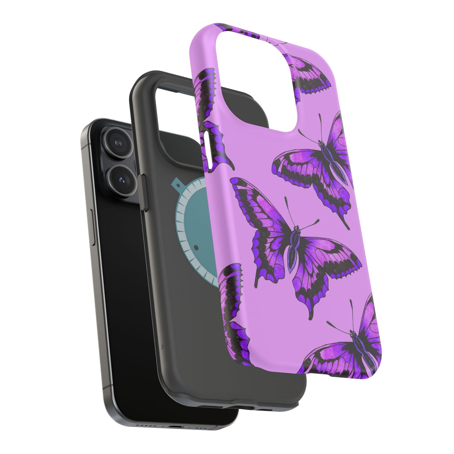 Magnetic Phone Case (Purple Butterfly)