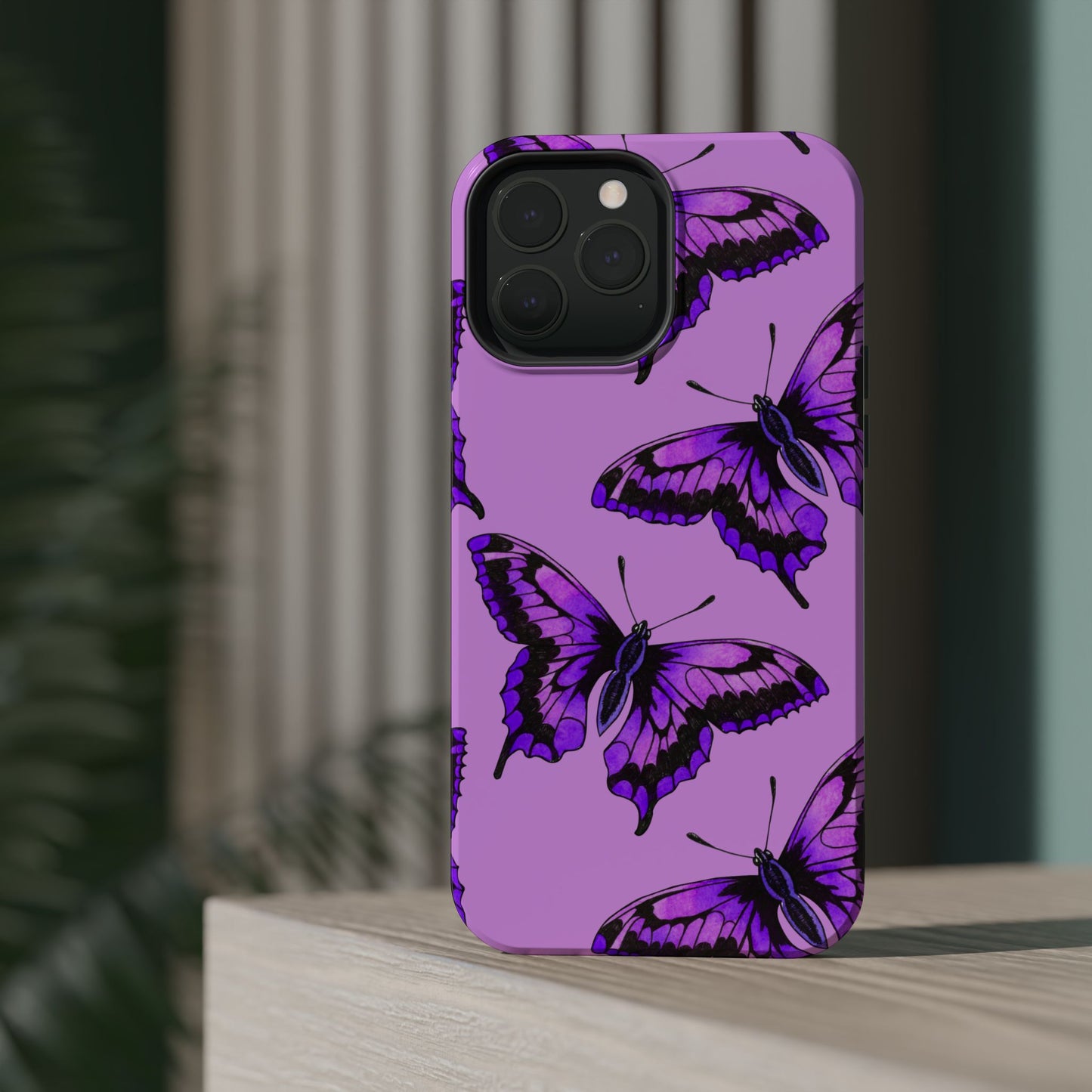 Magnetic Phone Case (Purple Butterfly)
