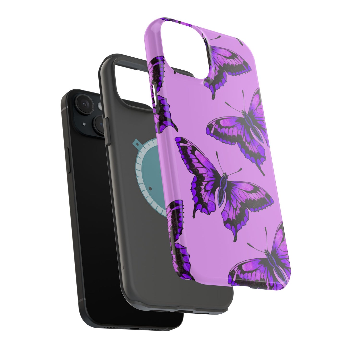 Magnetic Phone Case (Purple Butterfly)