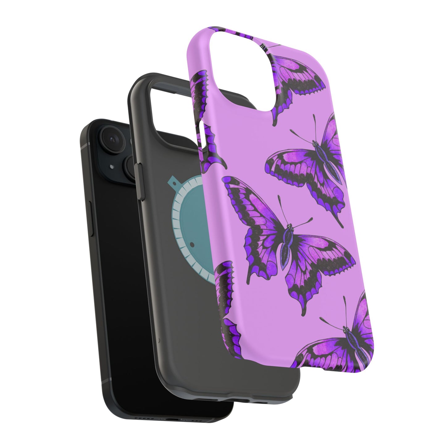 Magnetic Phone Case (Purple Butterfly)