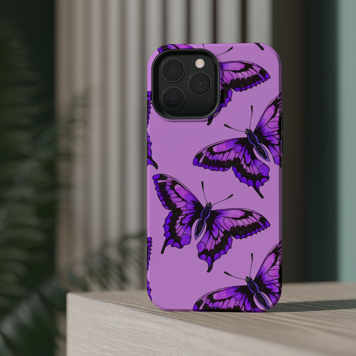 Magnetic Phone Case (Purple Butterfly)