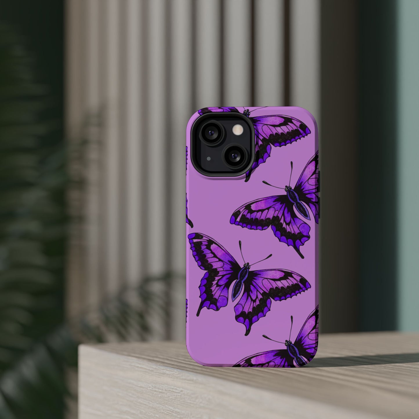 Magnetic Phone Case (Purple Butterfly)