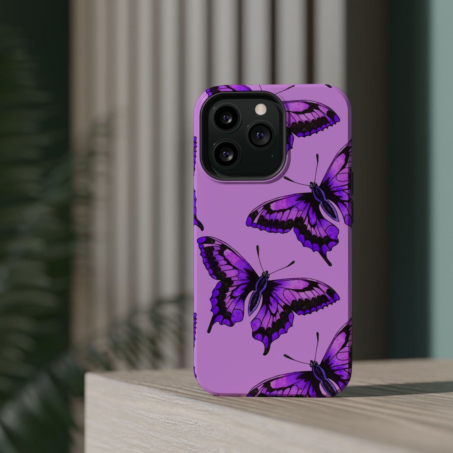 Magnetic Phone Case (Purple Butterfly)