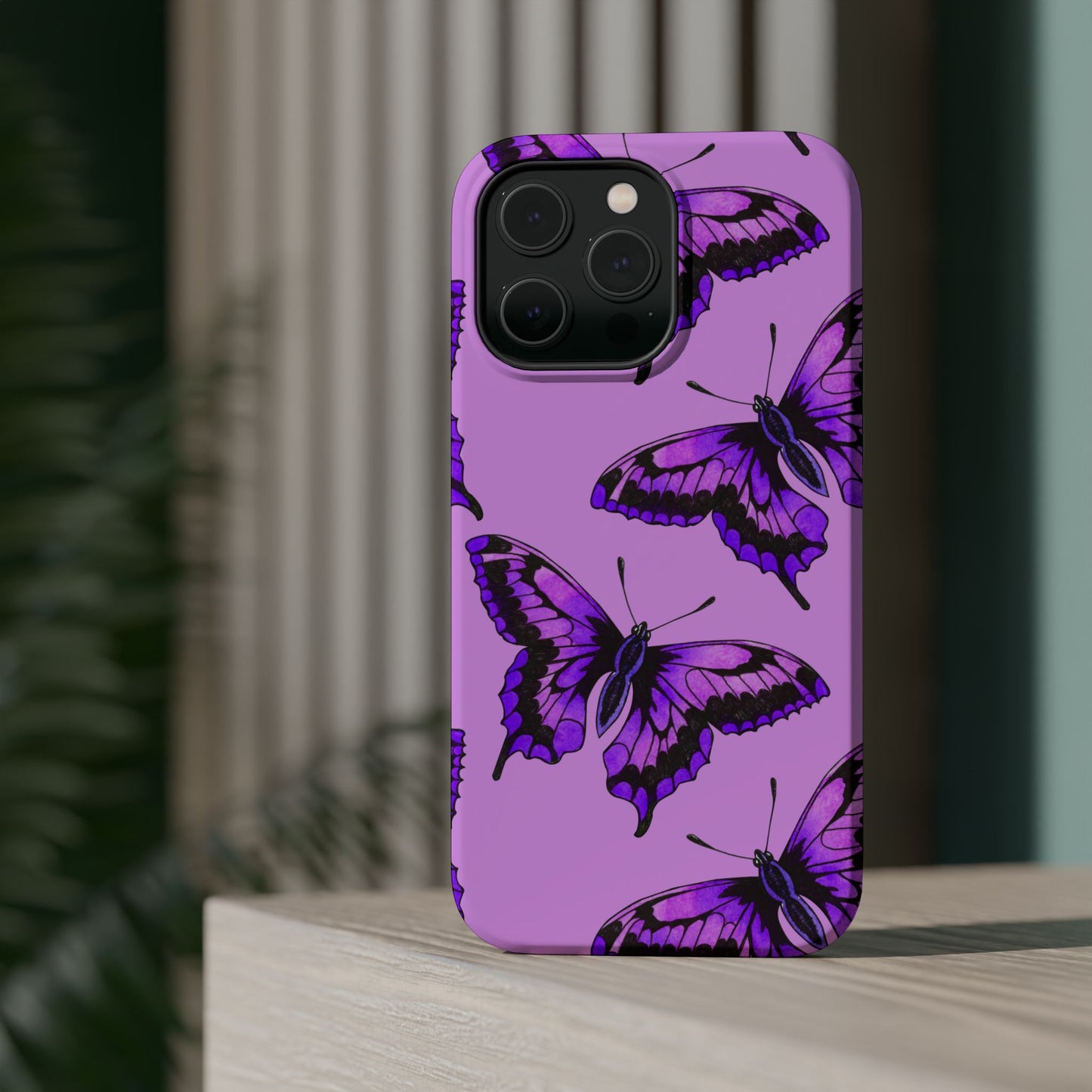 Magnetic Phone Case (Purple Butterfly)