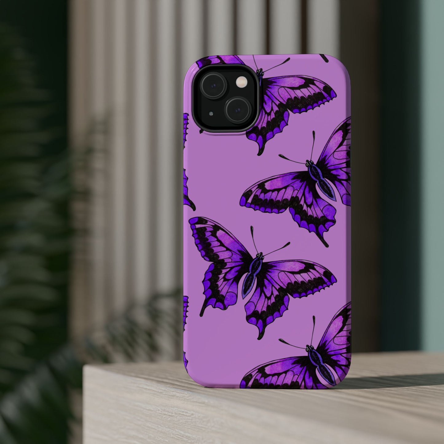 Magnetic Phone Case (Purple Butterfly)