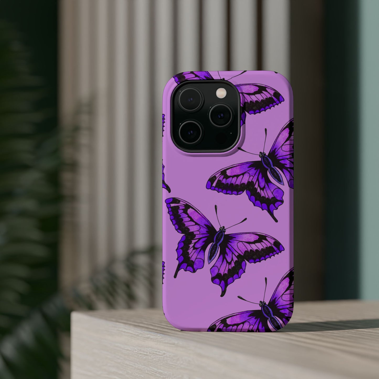 Magnetic Phone Case (Purple Butterfly)