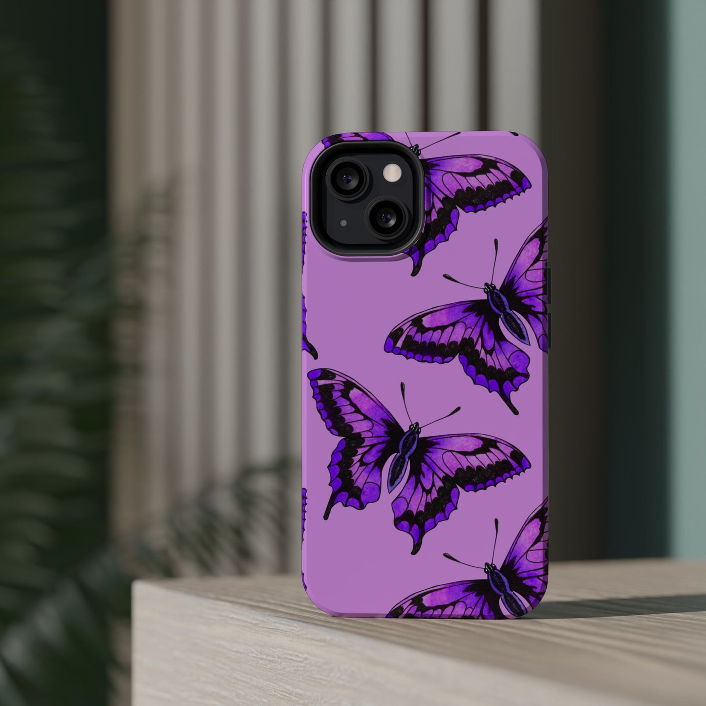 Magnetic Phone Case (Purple Butterfly)